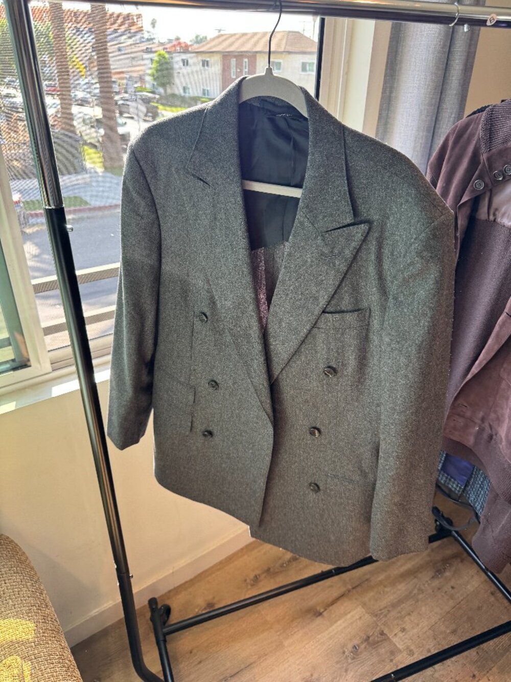 Dunhill Double-Breasted Gray Flannel Blazer, Made in Italy